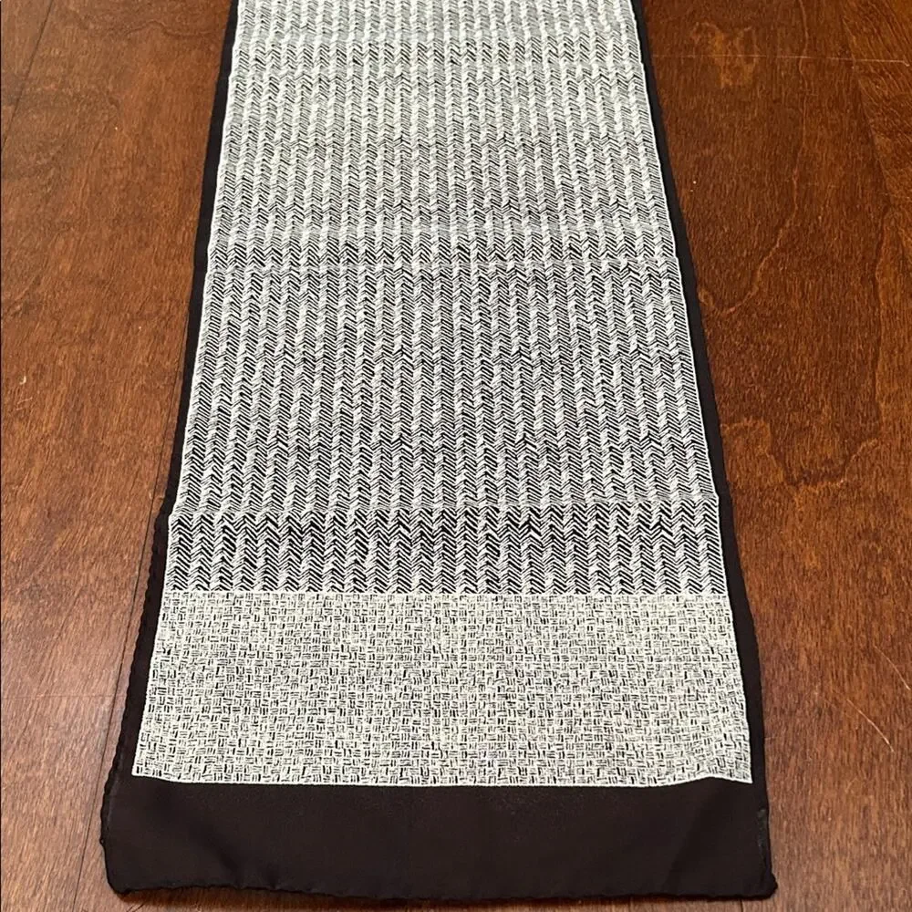 Hand Rolled Neutral Black and Taupe Rectangle Scarf, Lightweight and Versatile